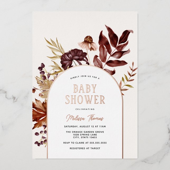 Autumn Arch Baby Shower Foil Invitation (Front)