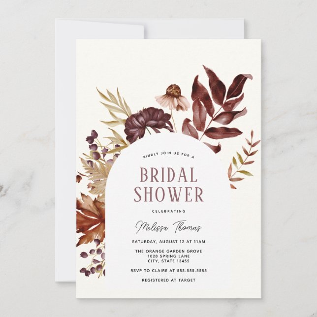 Autumn Arch Bridal Shower Invitation (Front)