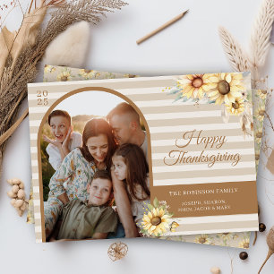 Autumn Arch Sunflowers Chic Happy Thanksgiving Holiday Card