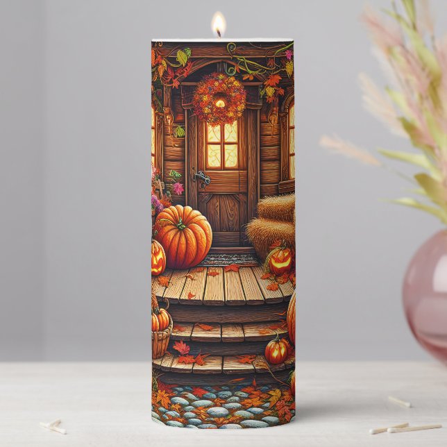 Autumn Art Pillar Candle (In Situ)