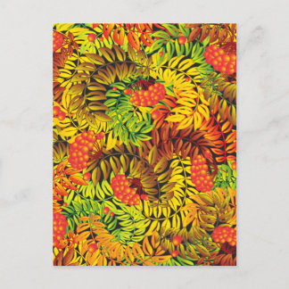 autumn ashberry leaves postcard