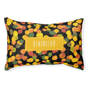 Autumn Aspen Leaf Pattern Yellow Personalized Pet Bed