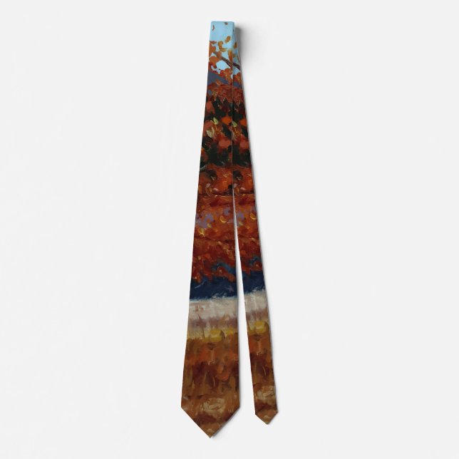 Autumn Aspen Medley Oranges Reds Yellows Blues Neck Tie (Front)