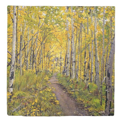 Autumn Aspen Trees in The Forest Duvet Cover