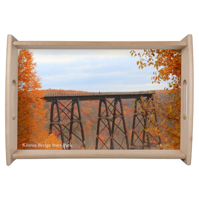Autumn at Kinzua Bridge Fall Picturesque Serving Tray (Front)