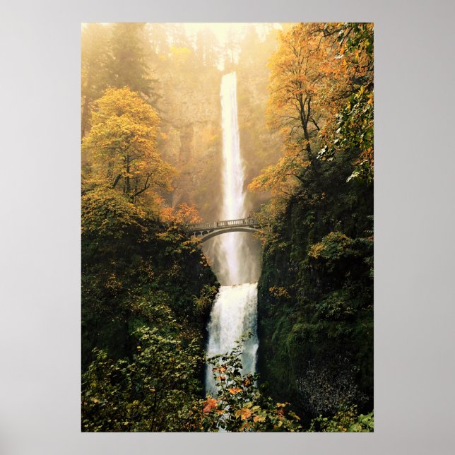 Autumn at Multnomah Falls, OR Poster (Front)