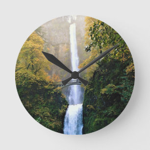 Autumn at Multnomah Falls, OR Round Clock