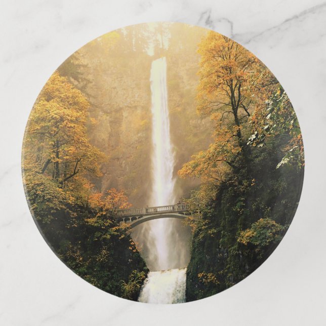 Autumn at Multnomah Falls, OR Trinket Tray (Front)