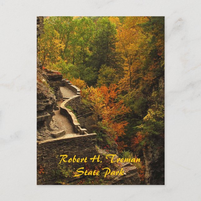 Autumn at Treman State Park Postcard (Front)