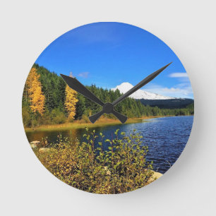 Autumn at Trillium Lake, OR Round Clock