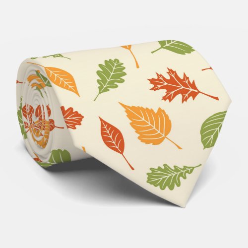 Autumn atmosphere with fall leaves neck tie