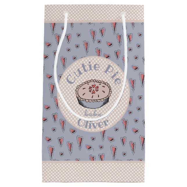 Autumn Baby Boy Cutie Pie French Blue Small Gift Bag (Front)