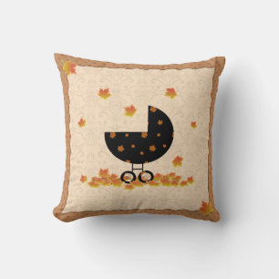 Autumn Baby Buggy Falling Leaves Pillow