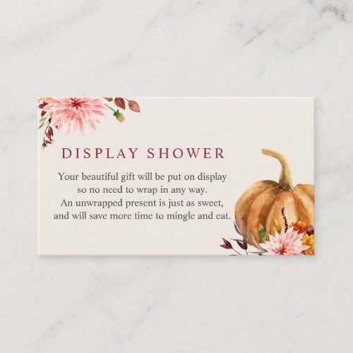 Autumn Baby Display Shower insert card