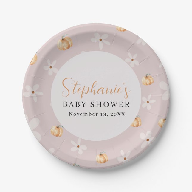  Autumn Baby Fall A Little Pumpkin Baby Shower  Paper Plates (Front)