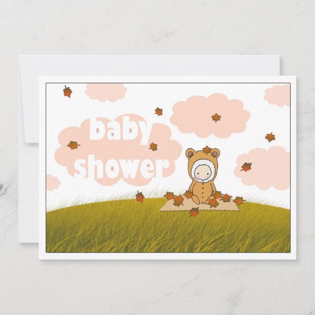 Autumn Baby in Falling Leaves Baby Shower Invite (Front)