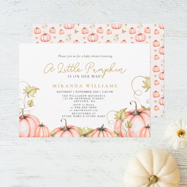 Autumn baby shower A little pumpkin Invitation (I wish you happiness))))