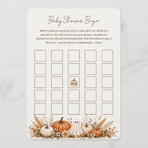 Autumn Baby Shower Bingo Game Pumpkin Little Boo Note Card