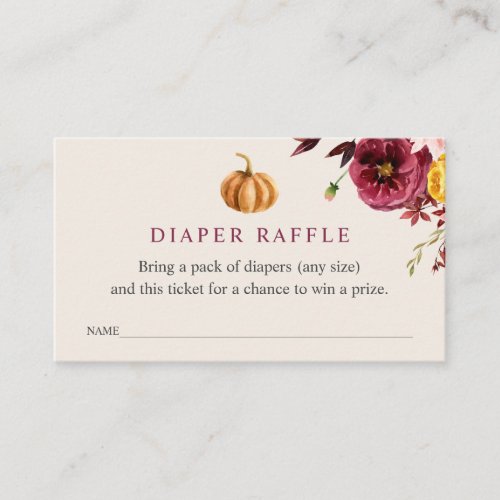 Autumn Baby Shower Diaper Raffle Ticket Enclosure Card