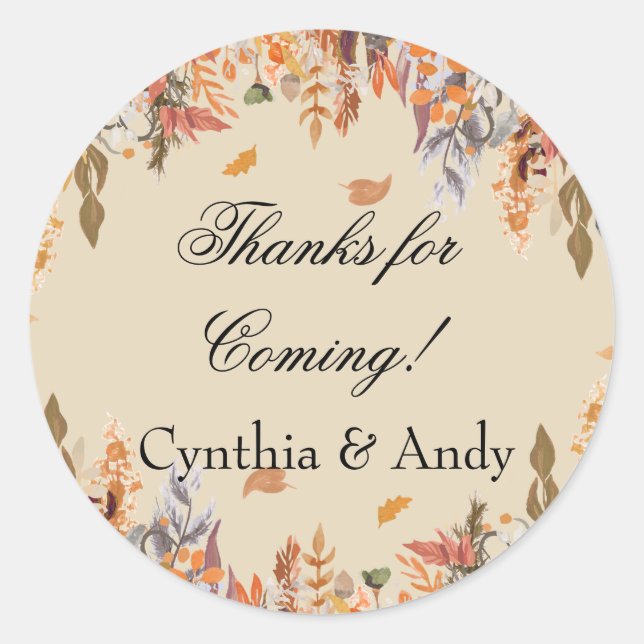 Autumn Baby Shower Favor Stickers (Front)