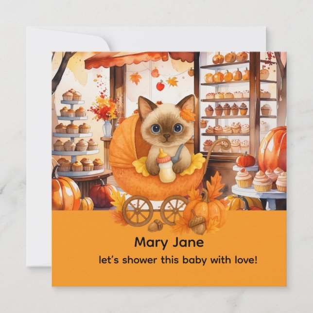 Autumn Baby Shower for Cat Lovers Invitation (Front)