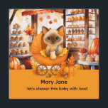 Autumn Baby Shower for Cat Lovers Invitation<br><div class="desc">Add a cute finishing touch to your autumn baby shower with this charming square sticker! Featuring playful Siamese cats surrounded by pumpkins and falling leaves in a cozy watercolor style, it’s perfect for decorating gift bags, favors, invitations, or party décor. A delightful detail that cat-loving parents and guests will adore!...</div>