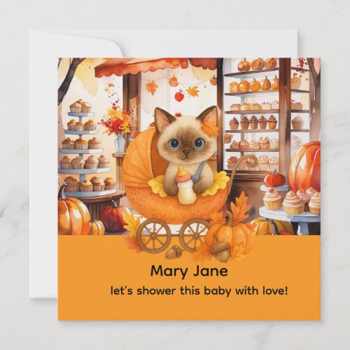 Autumn Baby Shower for Cat Lovers Invitation