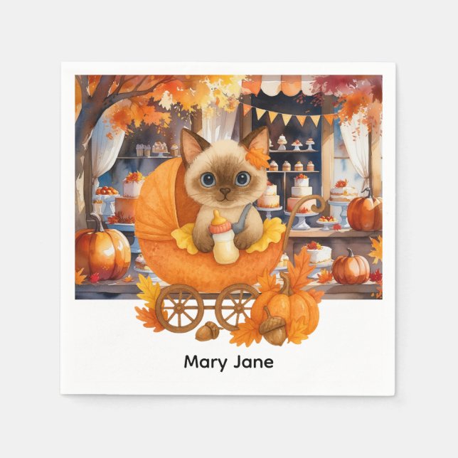 Autumn Baby Shower for Cat Lovers Napkins (Front)