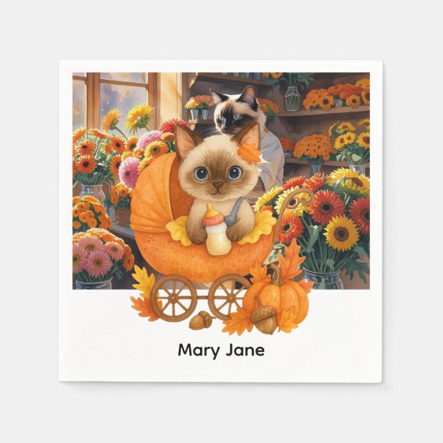 Autumn Baby Shower for Cat Lovers Napkins (Front)