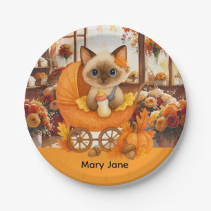 Autumn Baby Shower for Cat Lovers Paper Plates