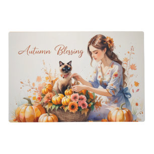 Autumn Baby Shower for Cat Lovers Placemat