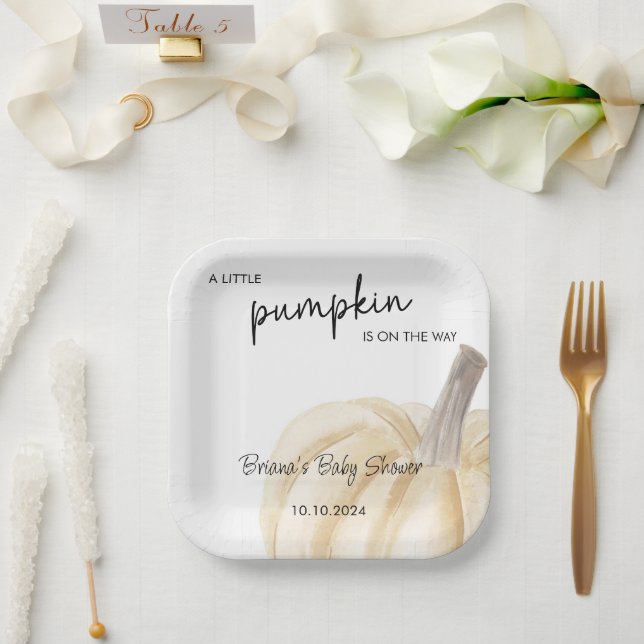 Autumn Baby Shower Little Pumpkin Shower Paper Plates (Wedding)