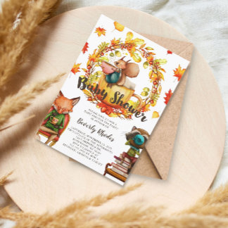 Autumn Baby Shower Tea Party Animals Invitation