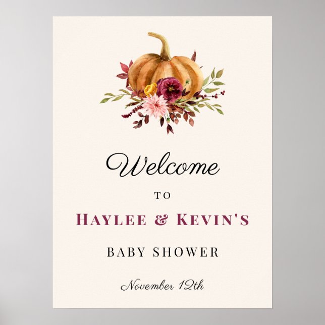 Autumn Baby Shower Welcome Sign (Front)
