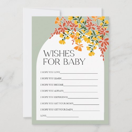 Autumn Baby Shower Wishes for Baby Advice Card