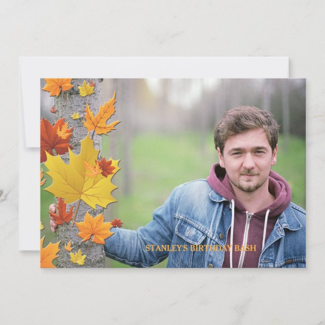 Autumn Background Photo Invitation (Front)