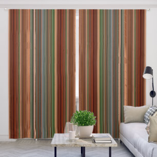 Autumn Baldcypress Rust, Peach, and Green Stripe Blackout Curtains