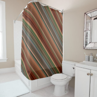 Autumn Baldcypress Rust, Peach, and Green Stripe Shower Curtain