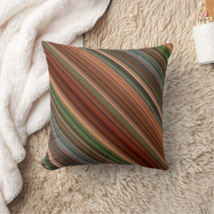 Autumn Baldcypress Rust, Peach, and Green Stripe Throw Pillow