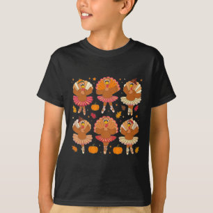Autumn Ballerinas Dancing Cute Turkey Thanksgiving T-Shirt