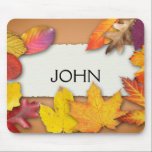 Autumn Banner Personalized Mouse Pad<br><div class="desc">This is beautiful autumn falling leaf nature landscape background colorful fall foliage orange leaves October time of year mouse pad.</div>