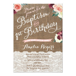 baptism 1st birthday invitations zazzle