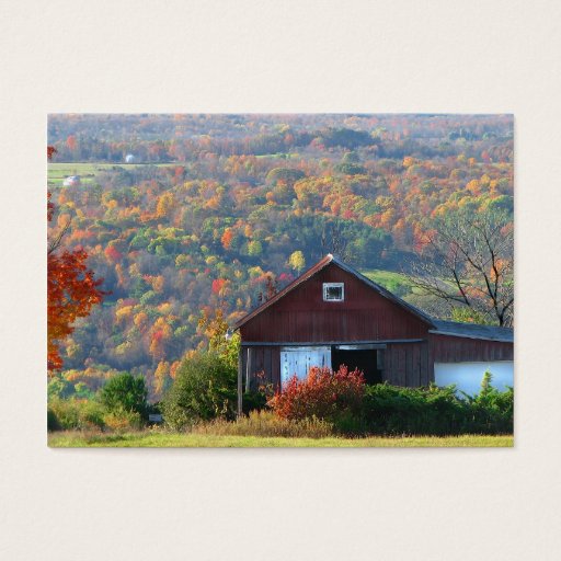 Customizable Autumn Barn and Hills ATC Business Cards
