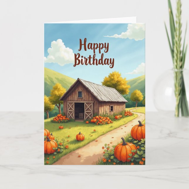 Autumn Barn Birthday Card (Front)