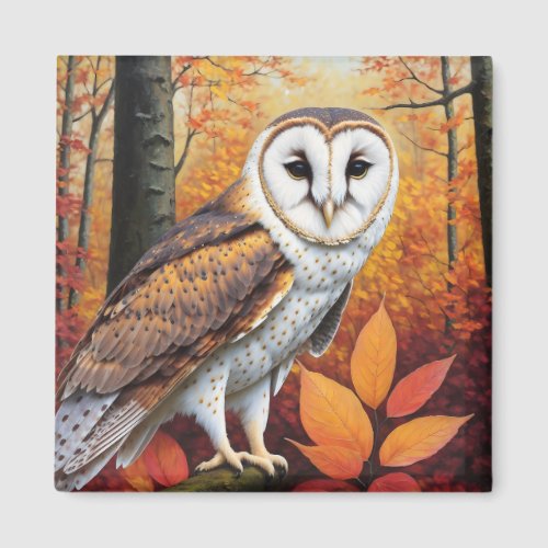 Autumn Barn Owl Art Magnet