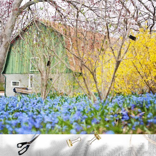 Autumn Barn with Blue Flower Field Tissue Paper