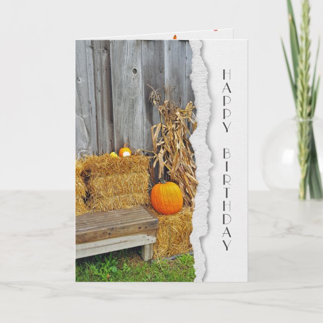 Autumn Barn with Pumpkin Card (Front)