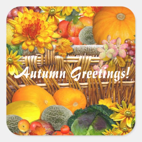 Autumn Basket  Envelope Sealsticker Square Sticker