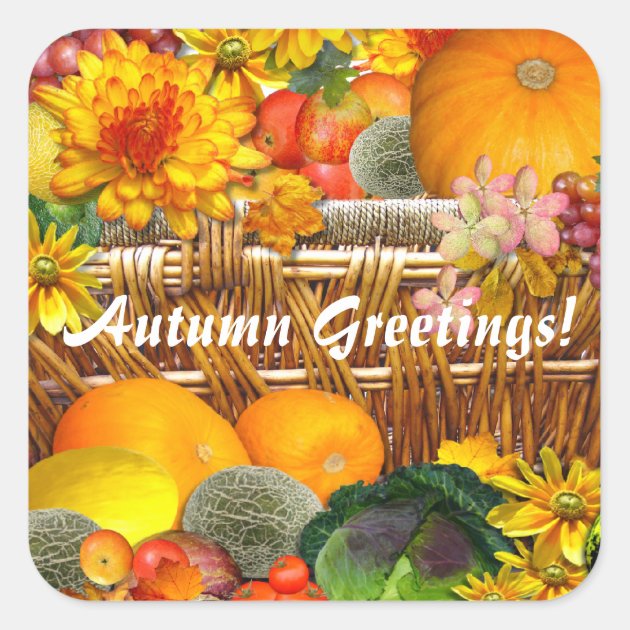 Autumn Basket ~ Envelope Seal/sticker Square Sticker