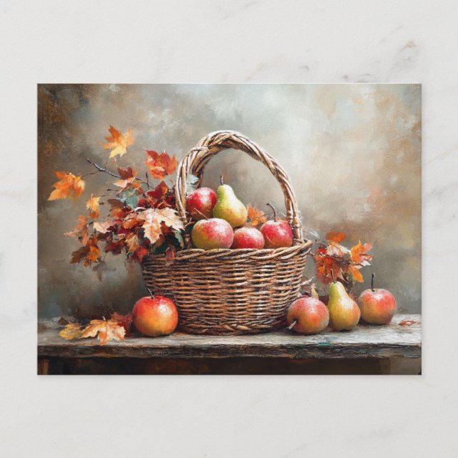 Autumn Basket of Fruits Postcard (Front)